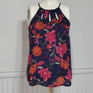 Papermoon Floral Print Halter Top Sleeveless Blouse Women's Size XS